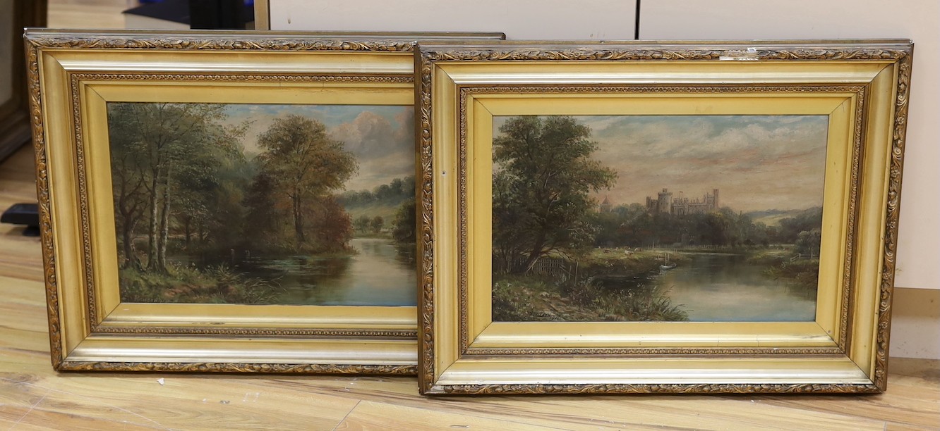 F. Wilson, pair of oils on canvas, Views along The Thames including Windsor Castle, signed and dated 1911, 30 x 45cm